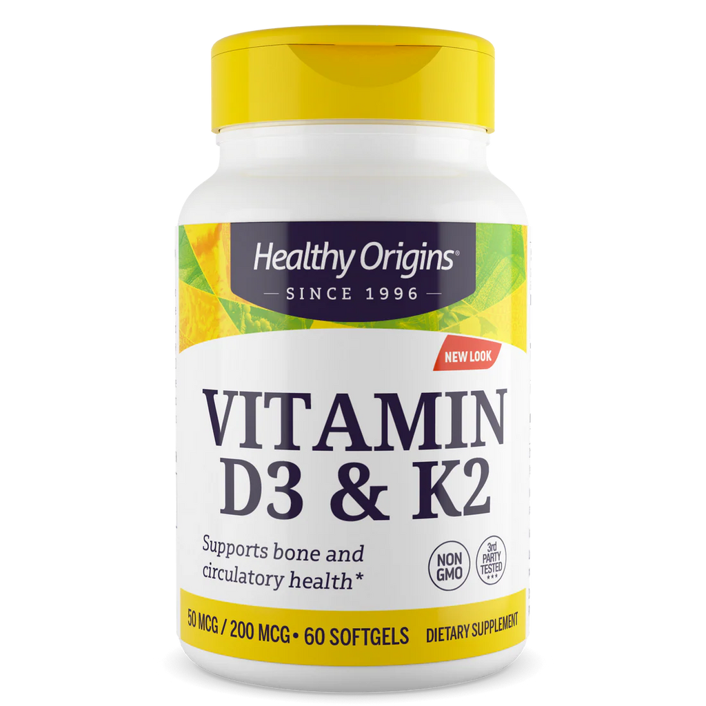 Healthy Origins Vitamin D3 (50 mcg) & K2(200mcg) | 60 Softgels