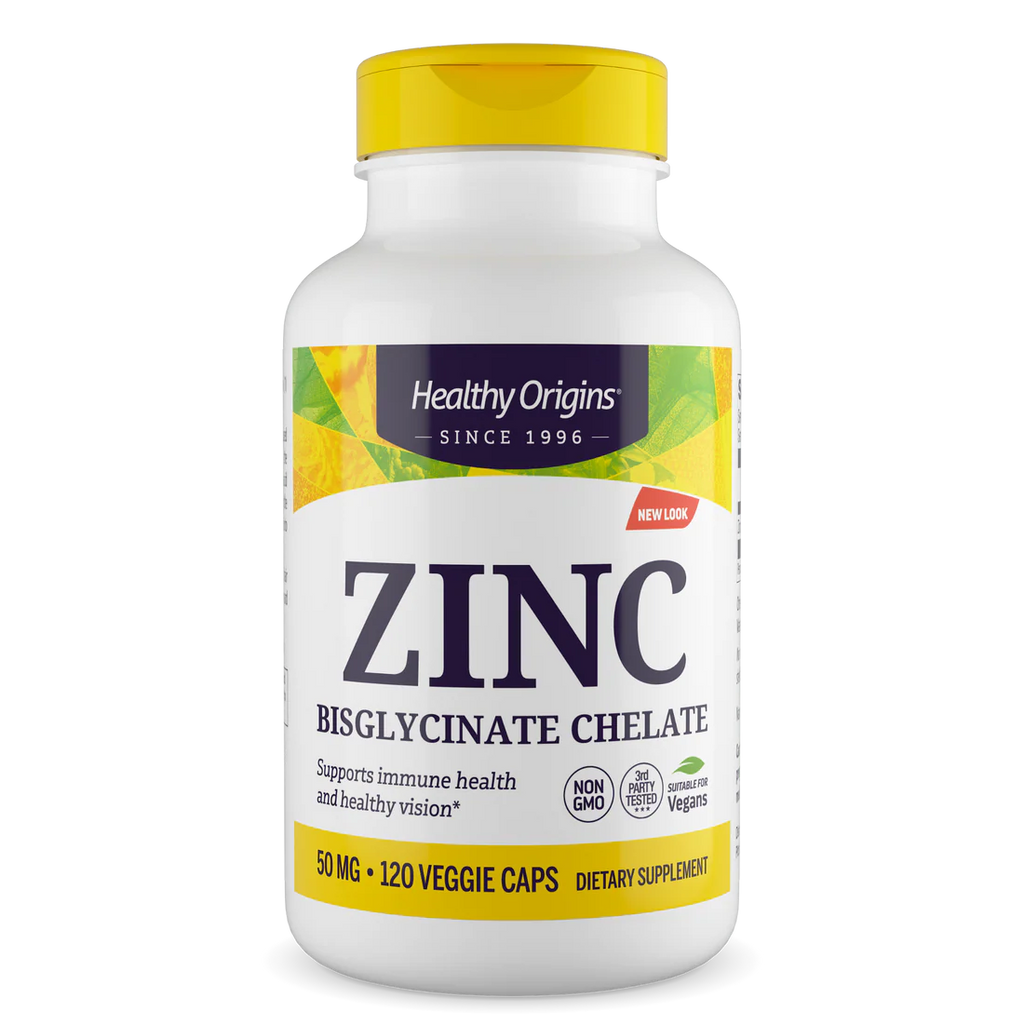 Healthy Origins Zinc Bisglycinate Chelate 50 mg | 120 Veggie Capsules
