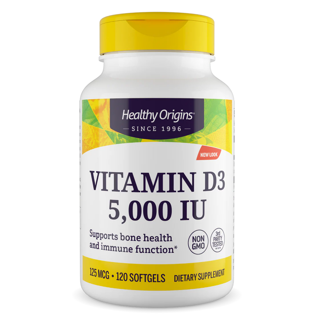 Healthy Origins Vitamin D3 (with MCT Oil) 5,000 IU (125 mcg) | 120 Softgels