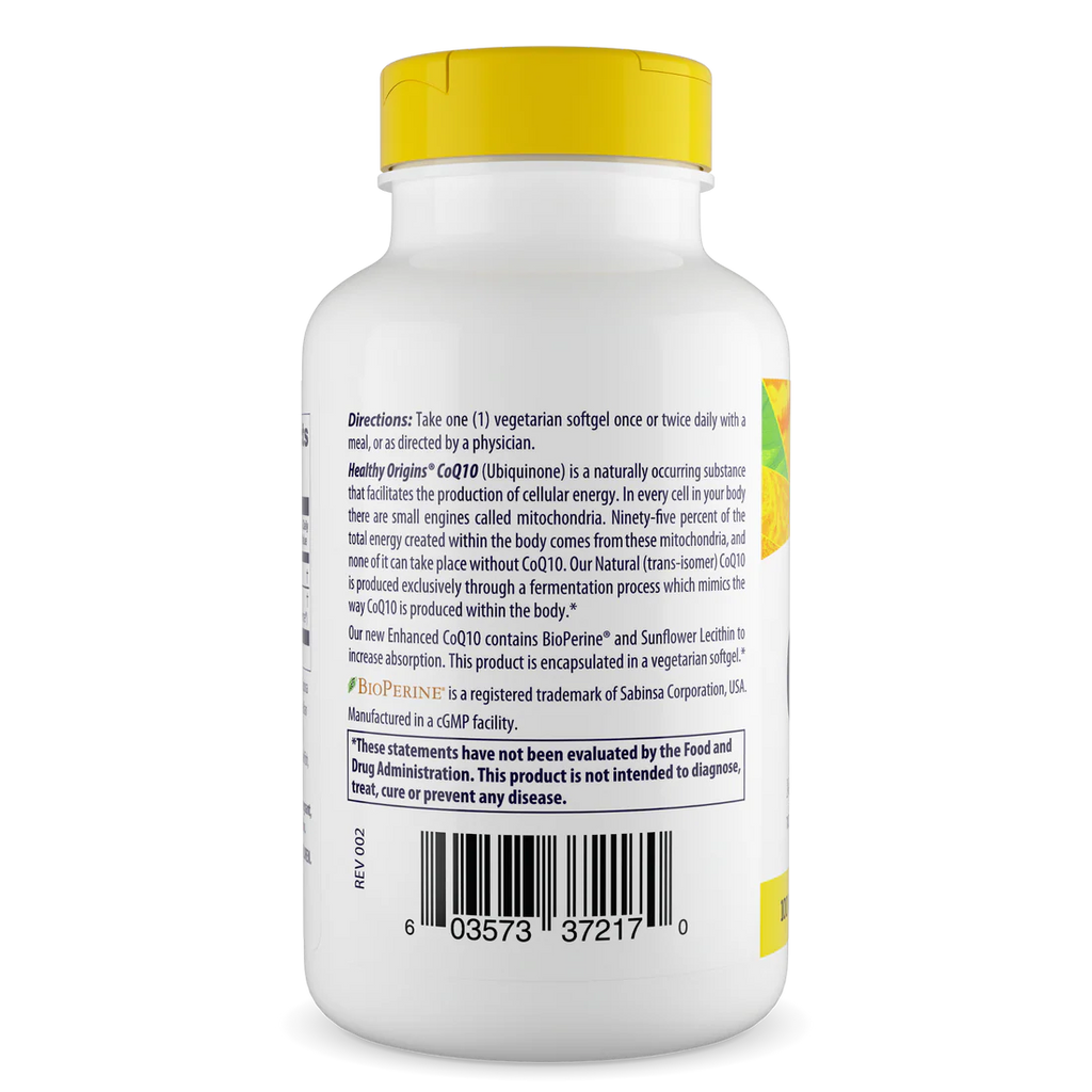 Healthy Origins CoQ10 100 mg (BioPerine) | 150 Veggie Softgels