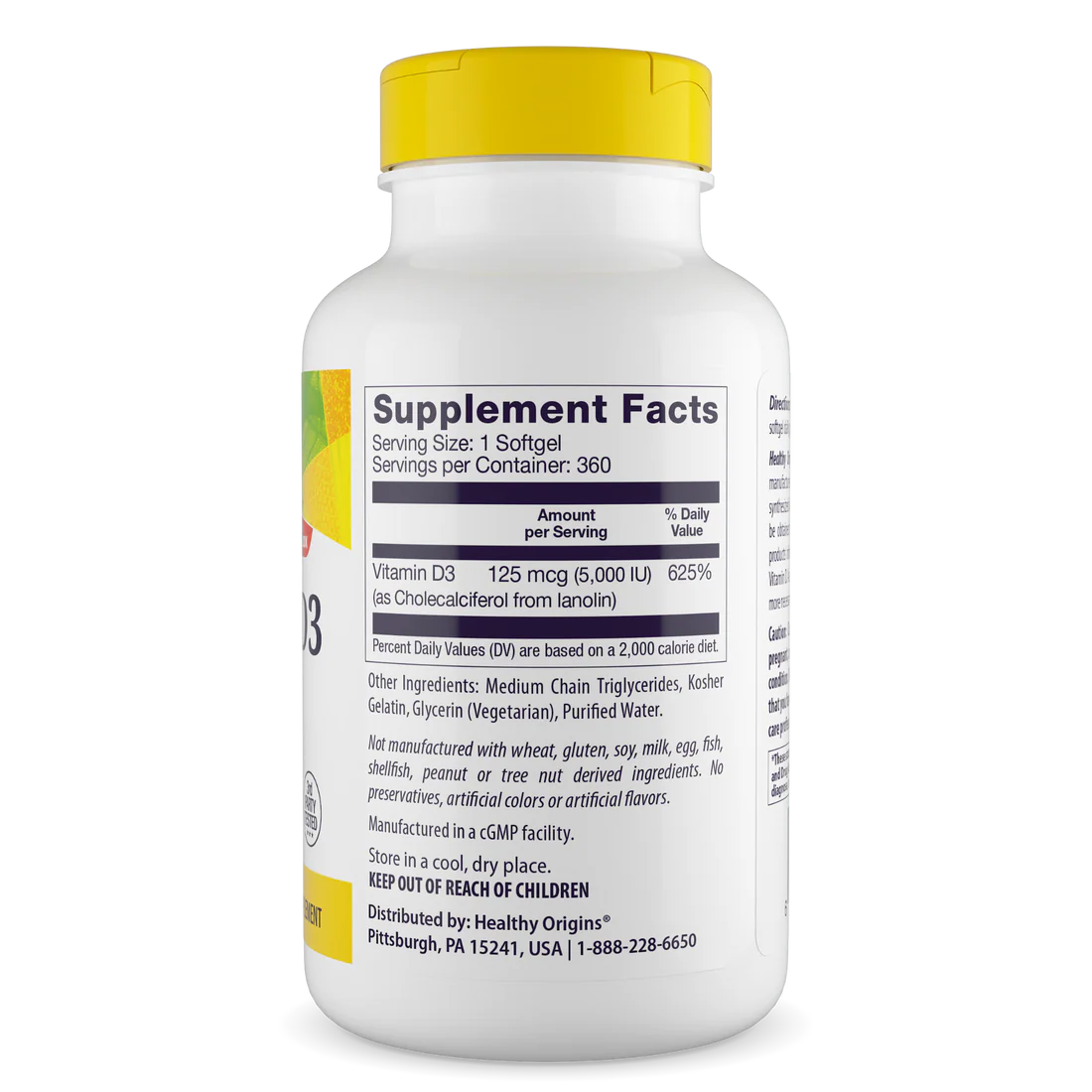 Healthy Origins Vitamin D3 5,000 IU (125 mcg) | 360 Softgels