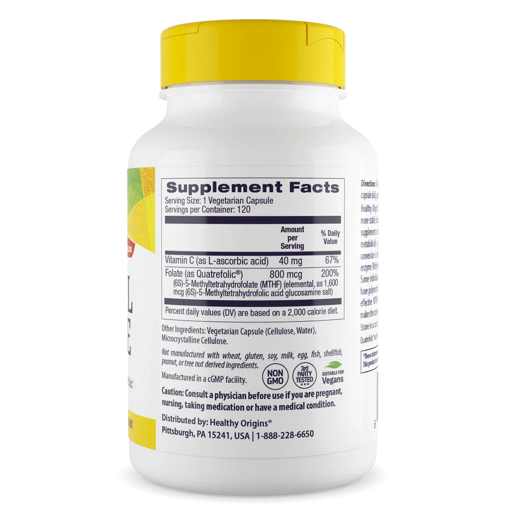 Healthy Origins Methyl Folate 800 mcg | 120 Veggie Capsules