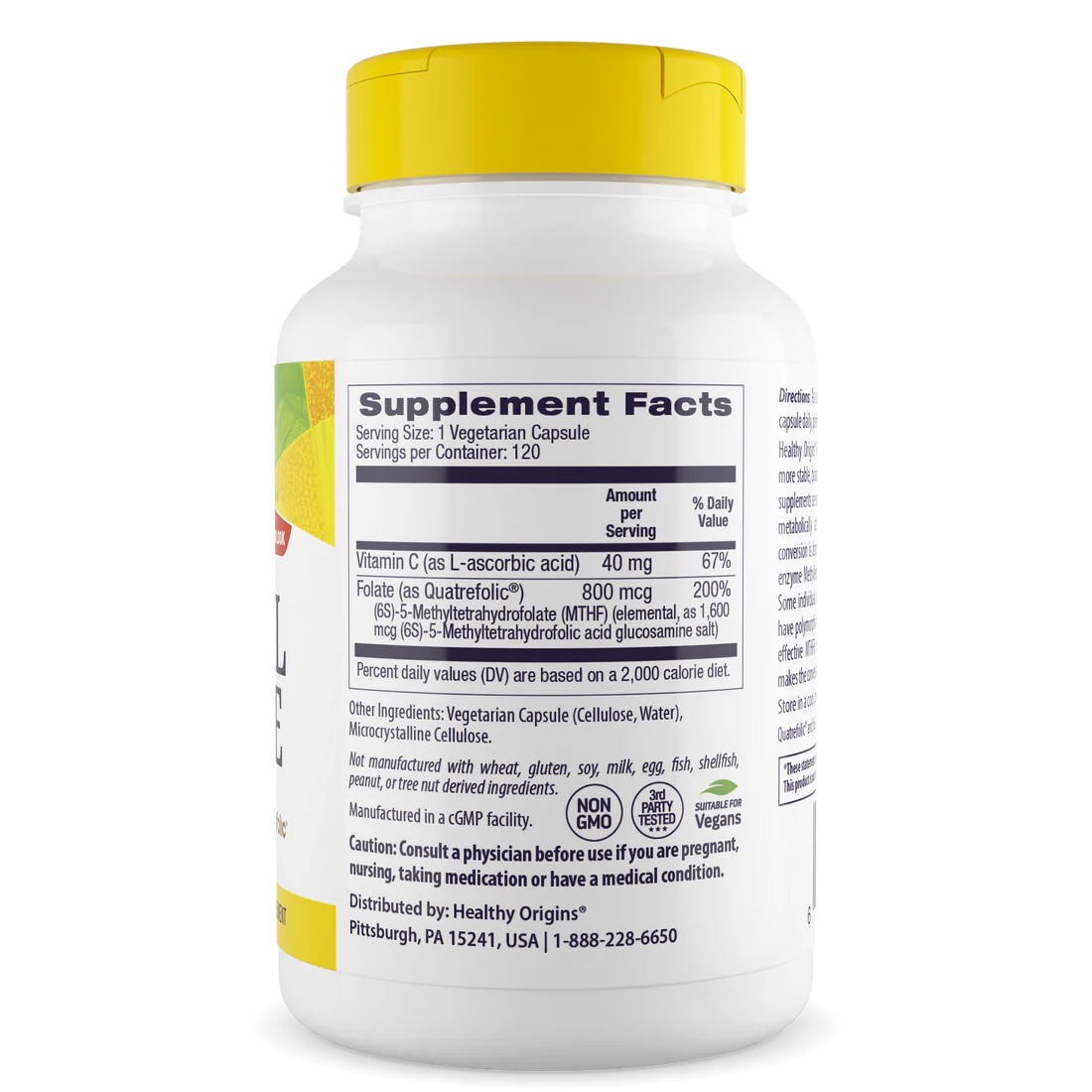 Healthy Origins Methyl Folate 800 mcg | 120 Veggie Capsules