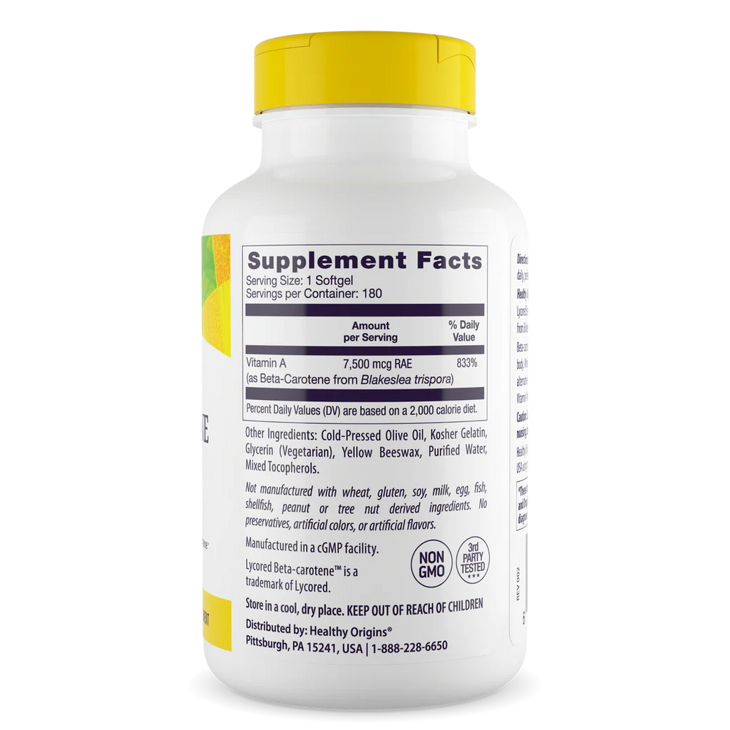 Healthy Origins Beta-Carotene 25,000 IU | 180 Softgels