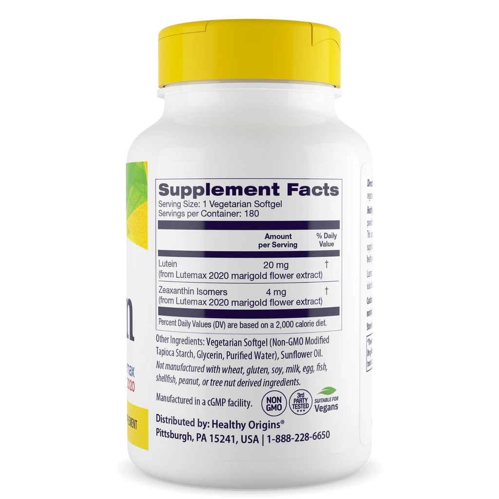 Healthy Origins Lutein (Lutemax® 2020) 20 mg | 180 Veggie Softgels