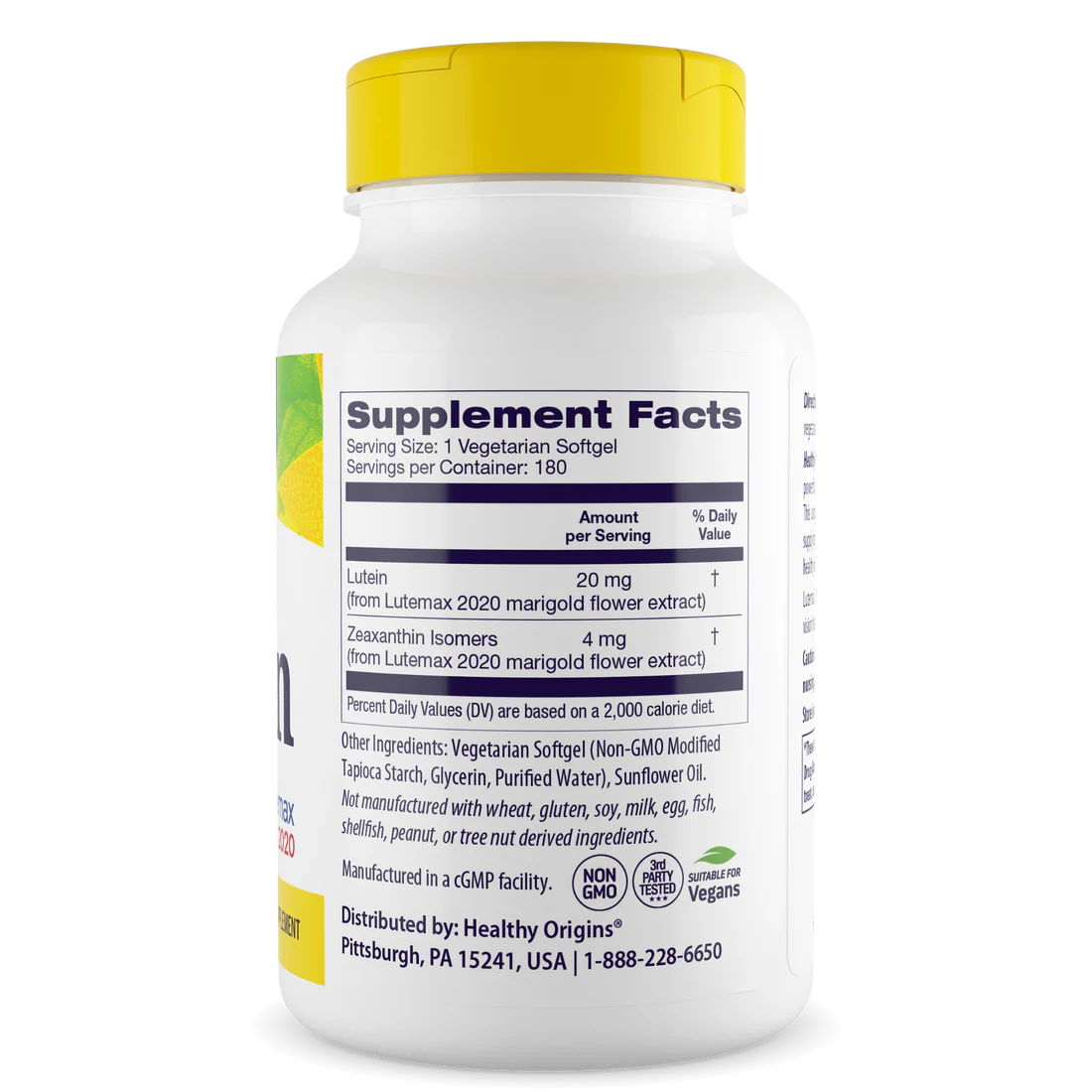 Healthy Origins Lutein (Lutemax® 2020) 20 mg | 180 Veggie Softgels
