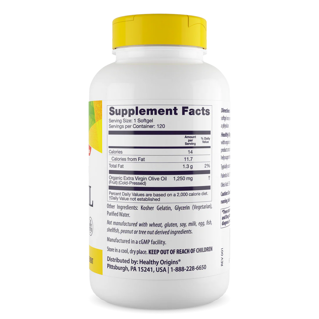 Healthy Origins Extra Virgin Olive Oil 1250 mg | 120 Softgels