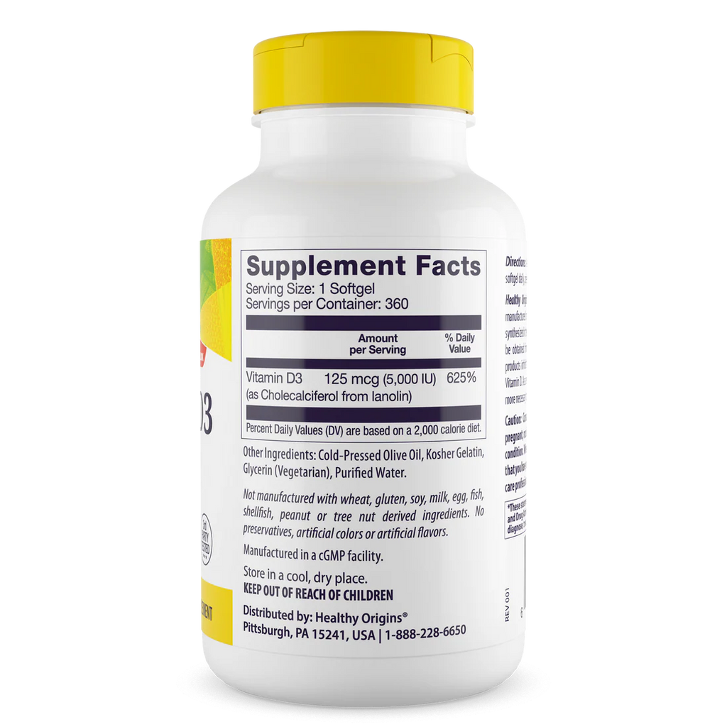 Healthy Origins Vitamin D3 5,000 IU | 360 Softgels