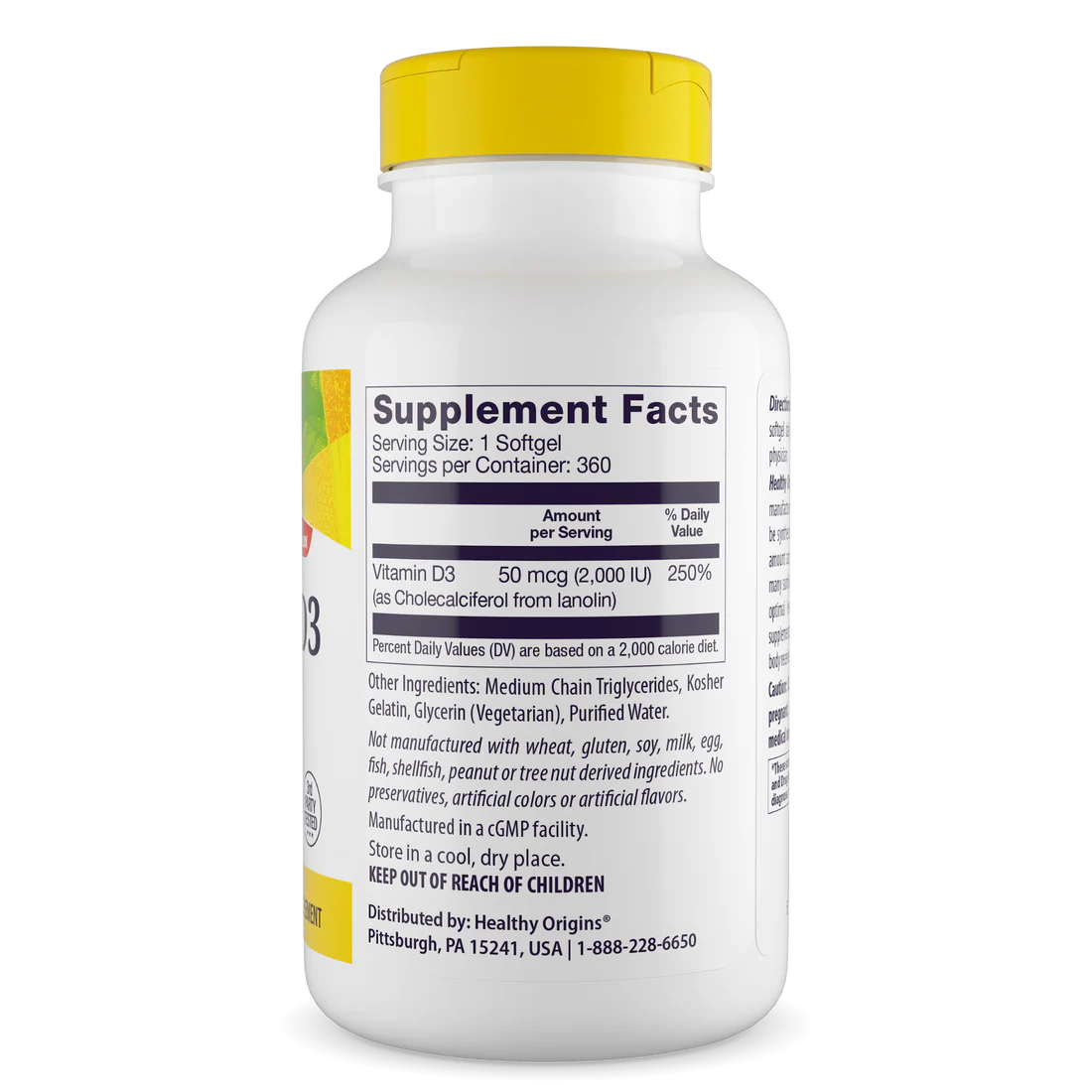Healthy Origins Vitamin D3 2,000 IU (50 mcg) | 360 Softgels