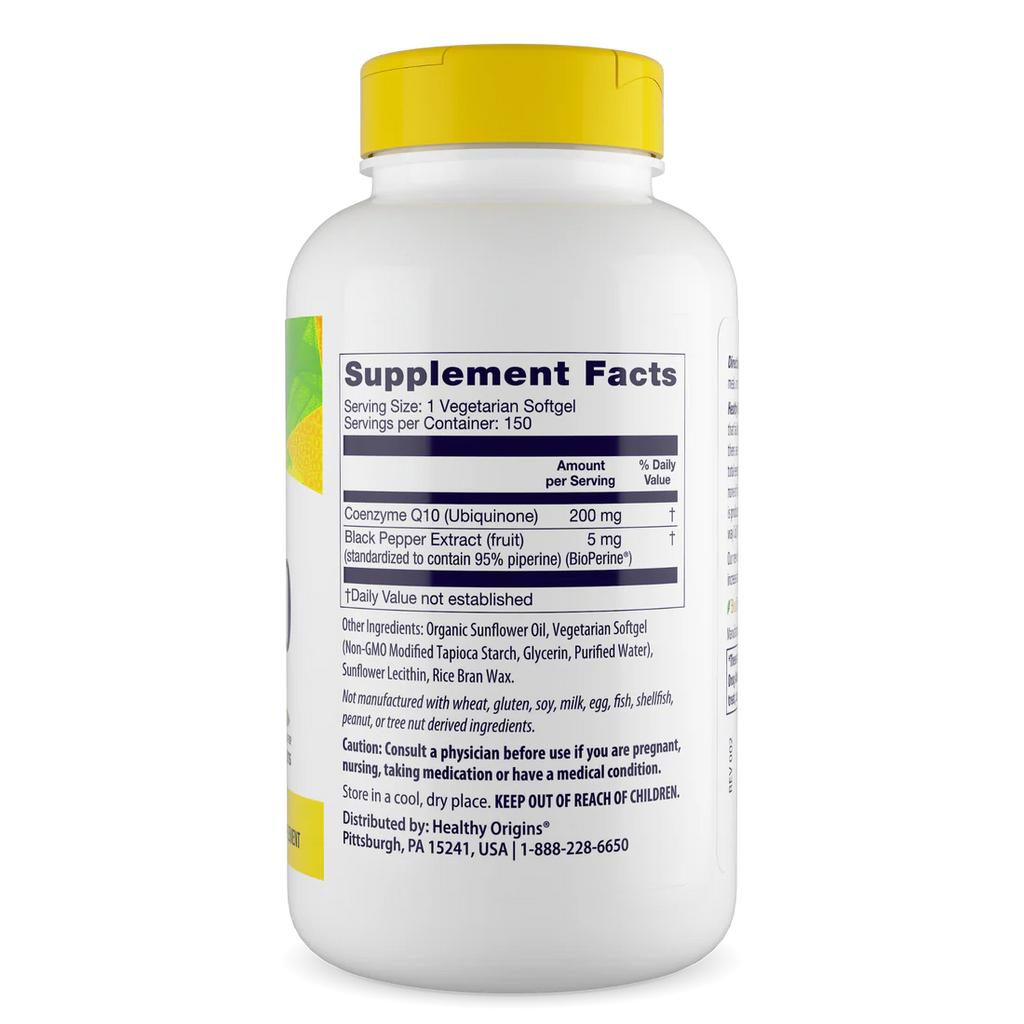 Healthy Origins CoQ10 200 mg (BioPerine) | 150 Veggie Softgels
