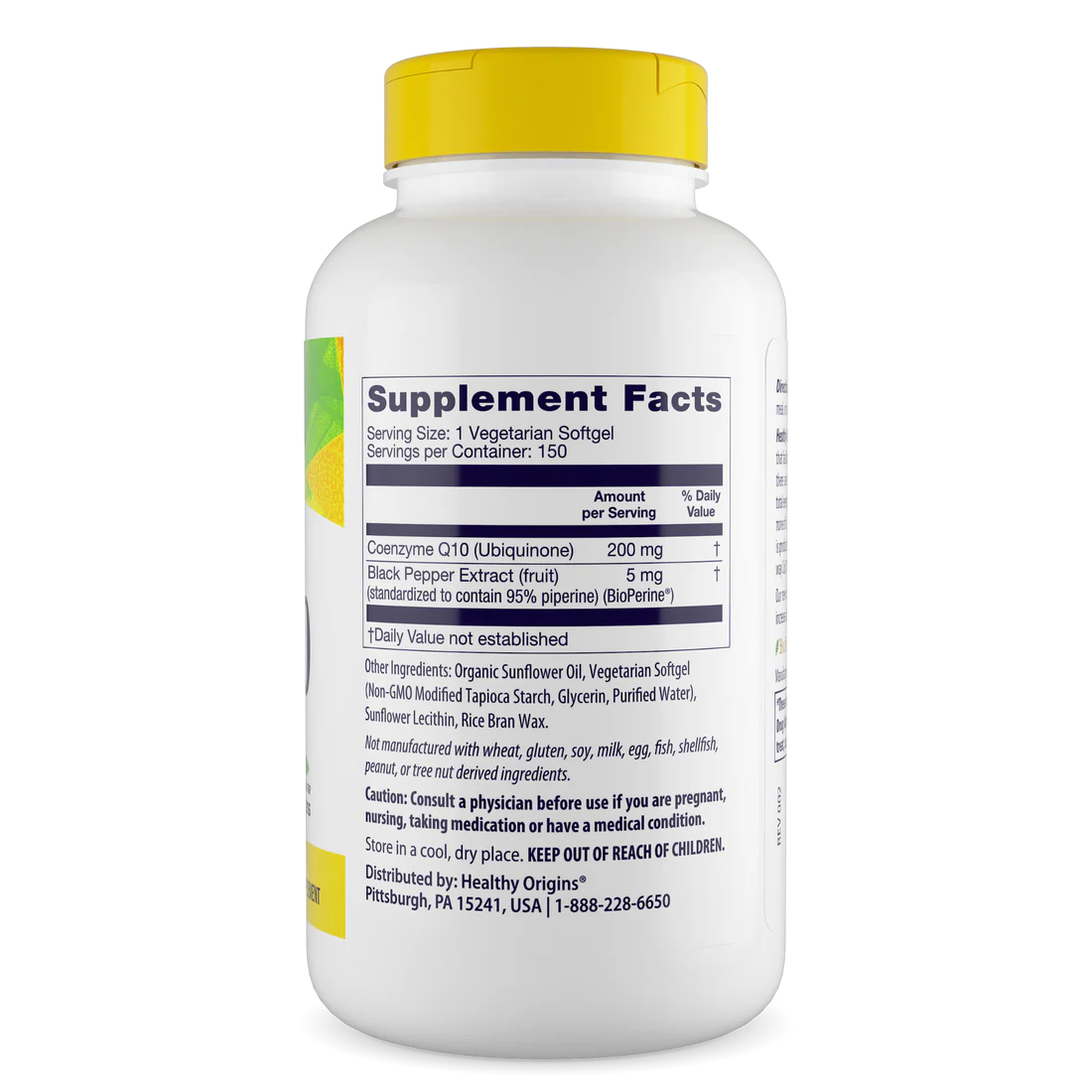 Healthy Origins CoQ10 200 mg (BioPerine) | 150 Veggie Softgels