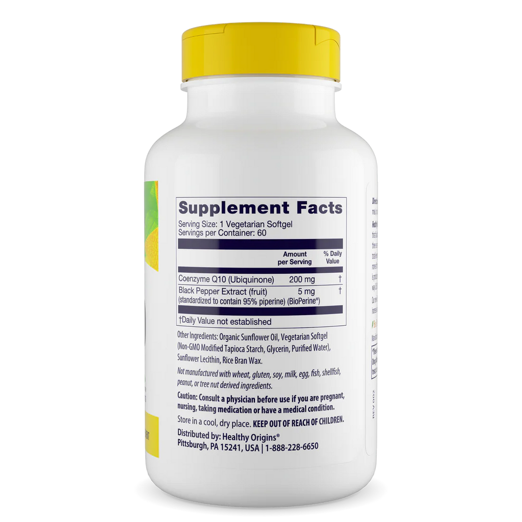 Healthy Origins CoQ10 200 mg (BioPerine) | 60 Veggie Softgels