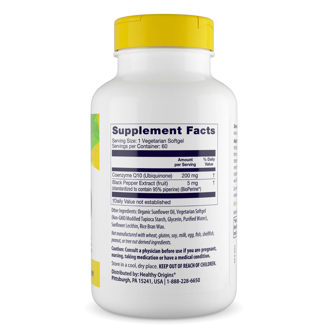 Healthy Origins CoQ10 200 mg (BioPerine) | 60 Veggie Softgels