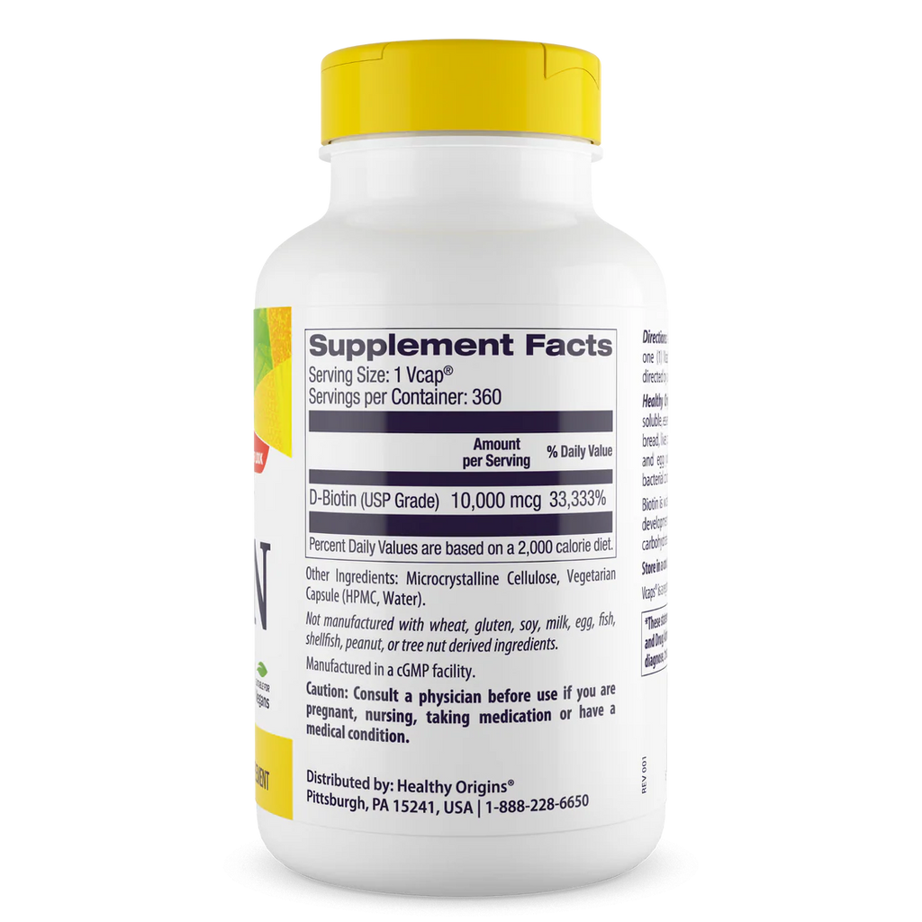 Healthy Origins Biotin 10,000 mcg | 360 Veggie Caps