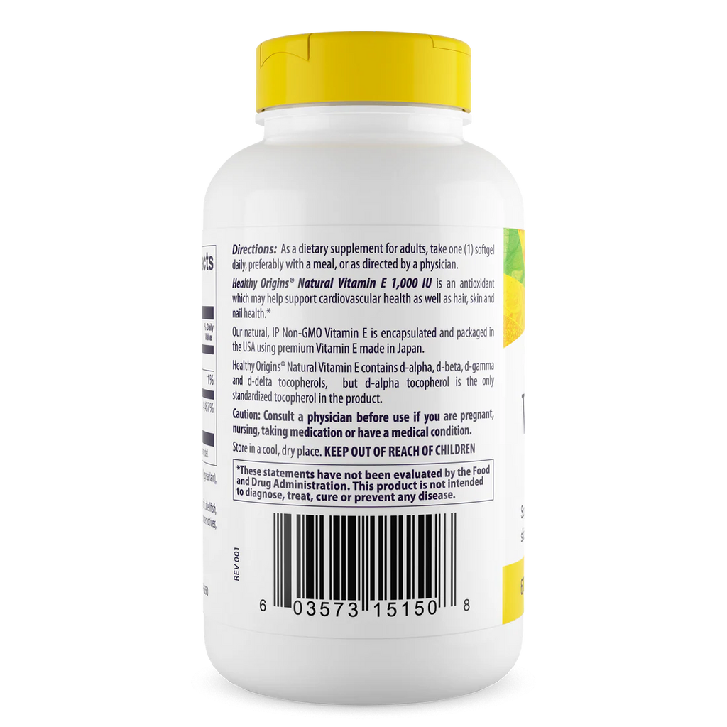 Healthy Origins Vitamin E 1,000 IU (670 mg) | 120 Softgels