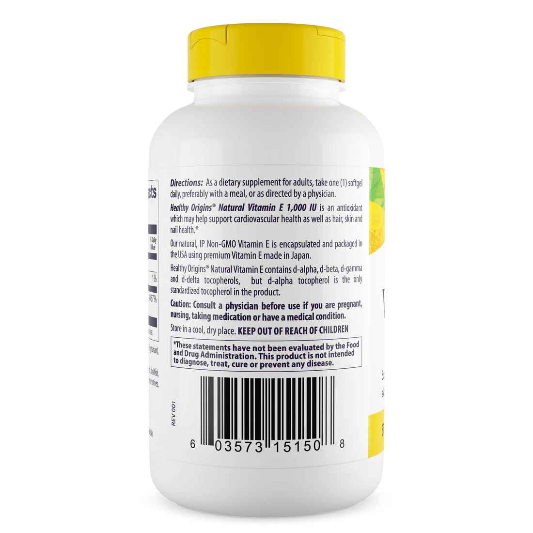 Healthy Origins Vitamin E 1,000 IU (670 mg) | 120 Softgels