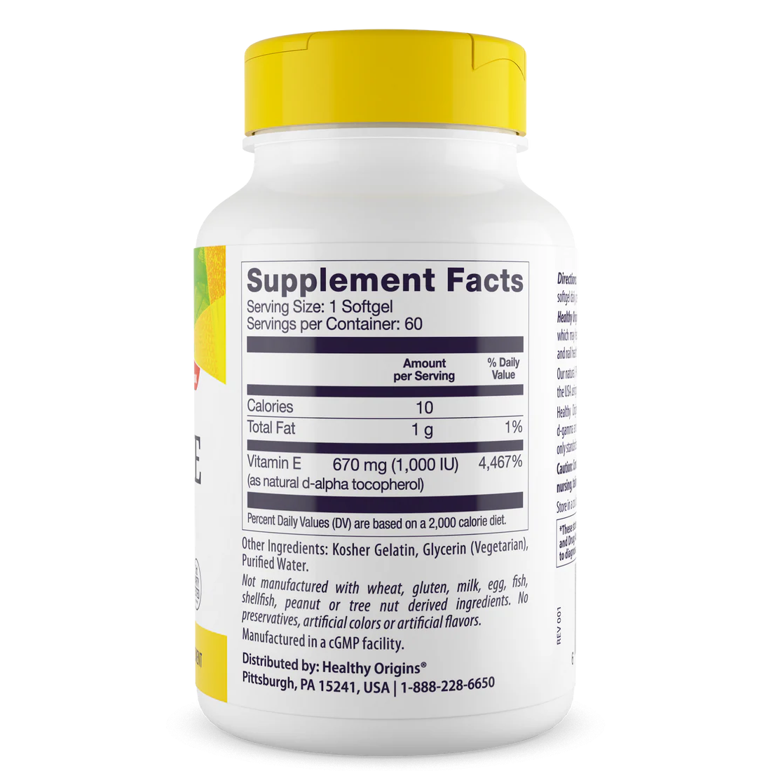 Healthy Origins Vitamin E 1,000 IU (670 mg) | 60 Softgels
