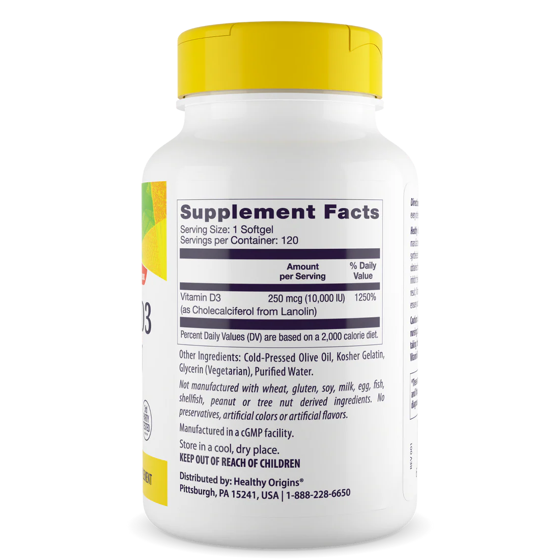 Healthy Origins Vitamin D3 10,000 IU (250 mcg) | 120 Softgels