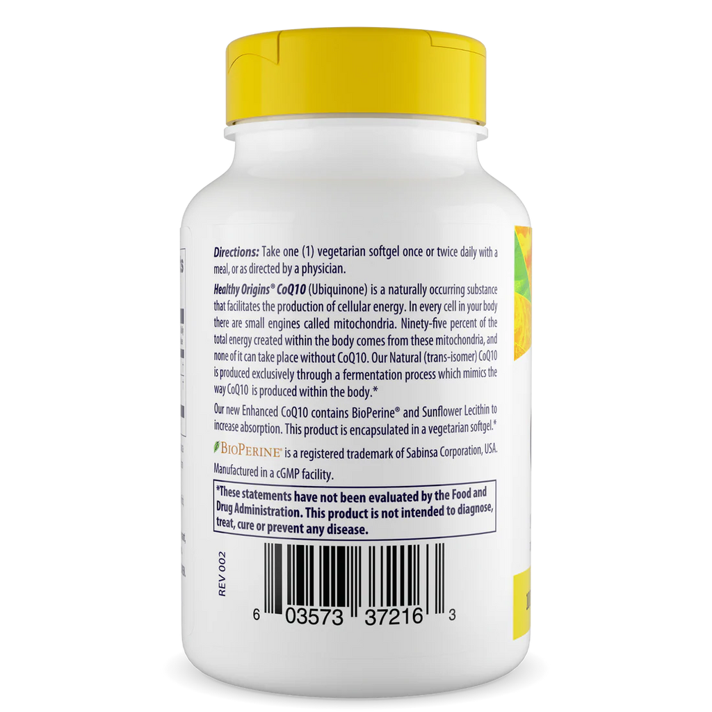 Healthy Origins CoQ10 100 mg (BioPerine) | 60 Veggie Softgels