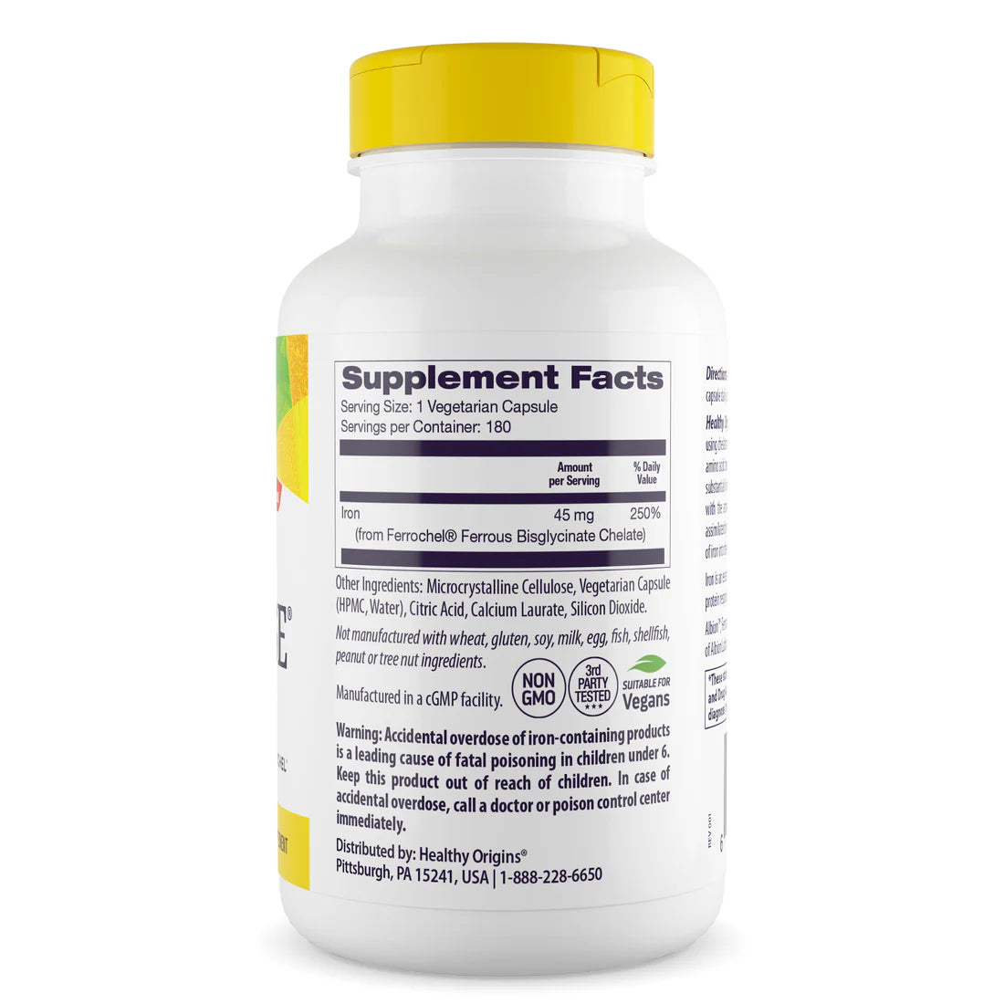 Healthy Origins Iron Ease® 45 mg | 180 Veggie Caps