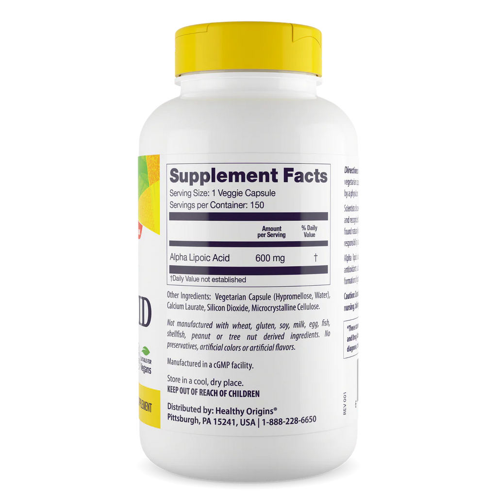 Healthy Origins Alpha Lipoic Acid 600 mg | 150 Veggie Caps