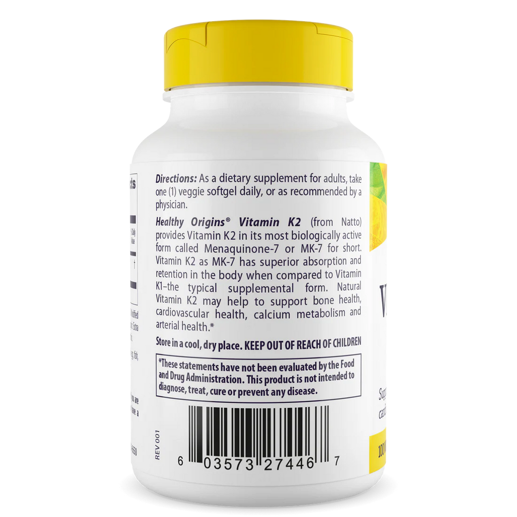 Healthy Origins Vitamin K2 as MK-7 100 mcg | 180 Veggie Softgels