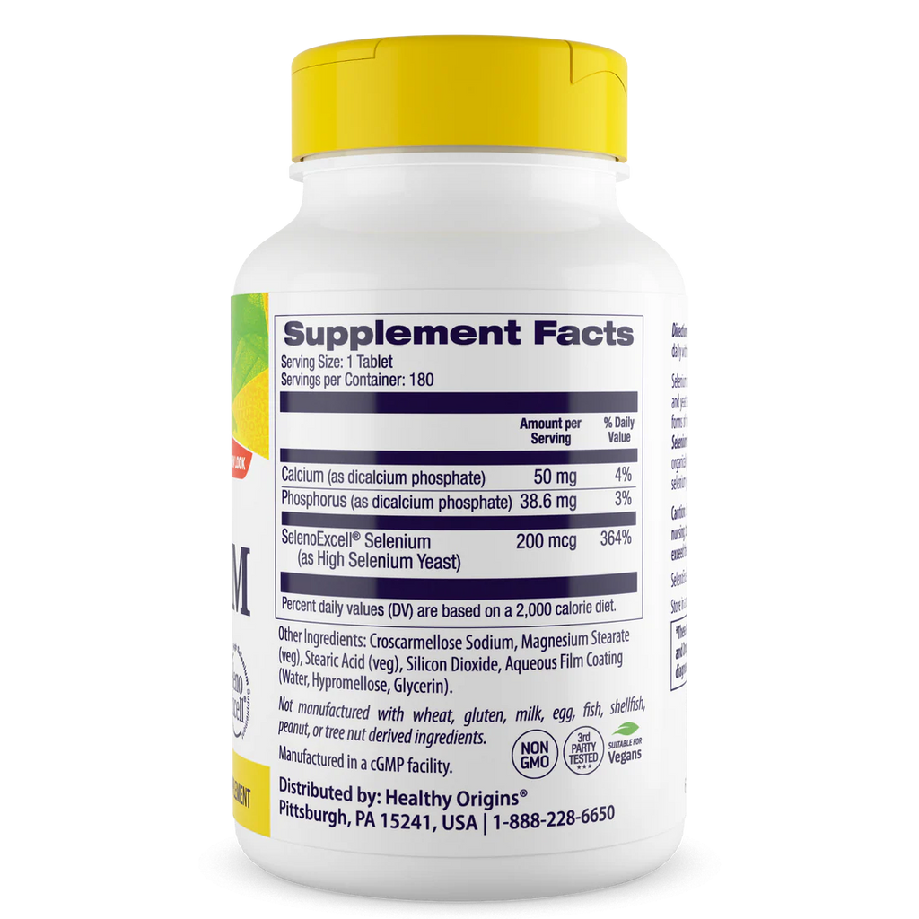 Healthy Origins Selenium Tablets 200 mcg | 180 Tablets