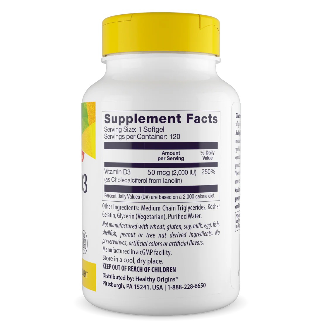 Healthy Origins Vitamin D3 2,000 IU (50 mcg) | 120 Softgels