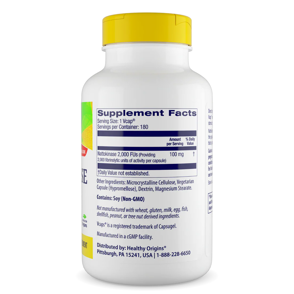Healthy Origins Nattokinase 100 mg (2,000 FUs) | 180 Veggie Capsules
