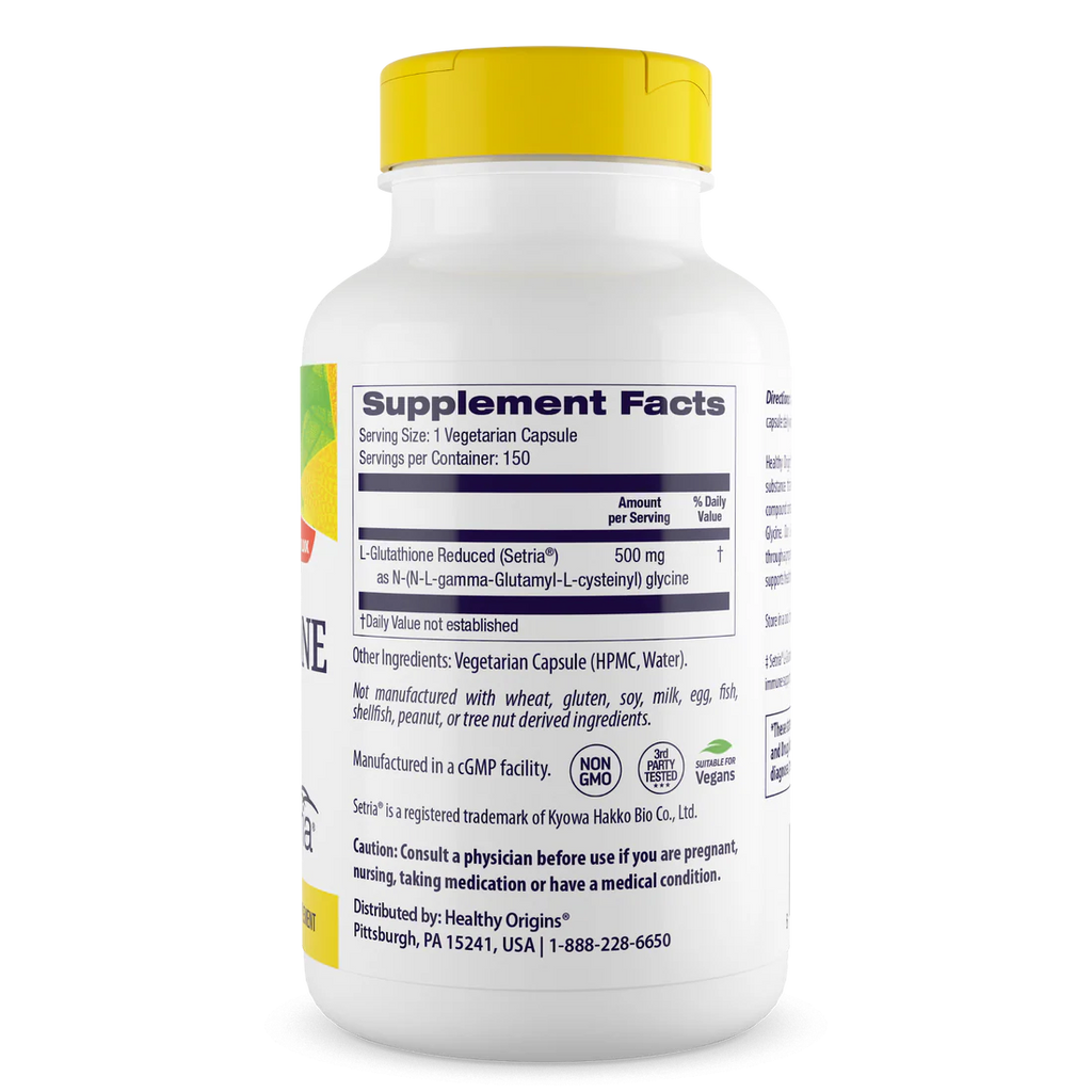Healthy Origins L-Glutathione Reduced 500 mg | 150 Veggie Capsules