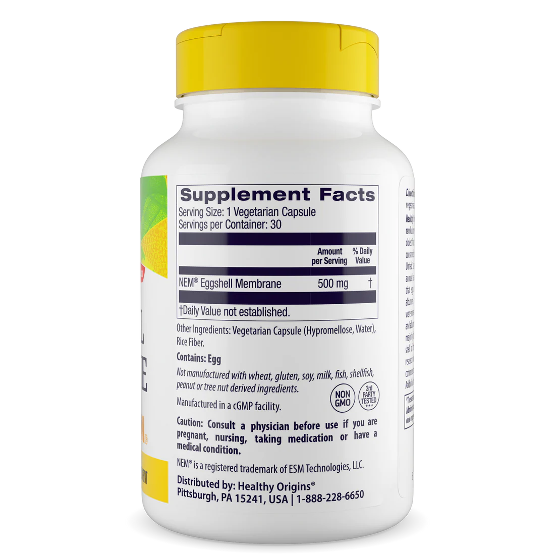 Healthy Origins Eggshell Membrane (NEM) 500 mg | 30 Veggie Caps