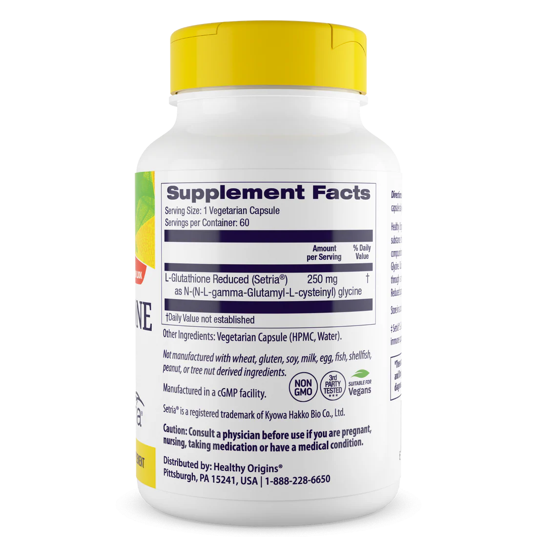 Healthy Origins L-Glutathione 250 mg | 60 Veggie Capsules