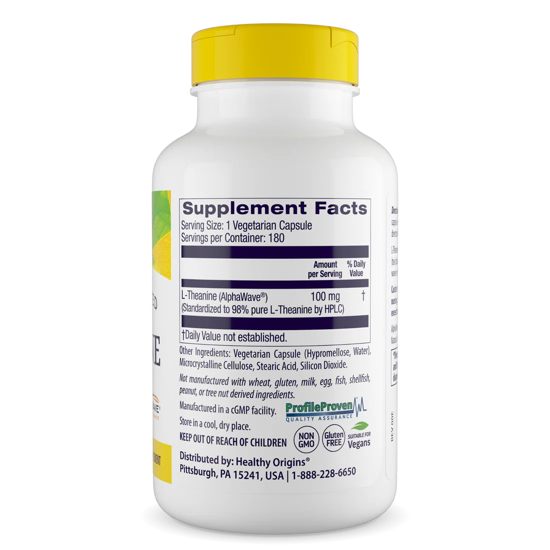 Healthy Origins L-Theanine 100 mg | 180 Veggie Caps
