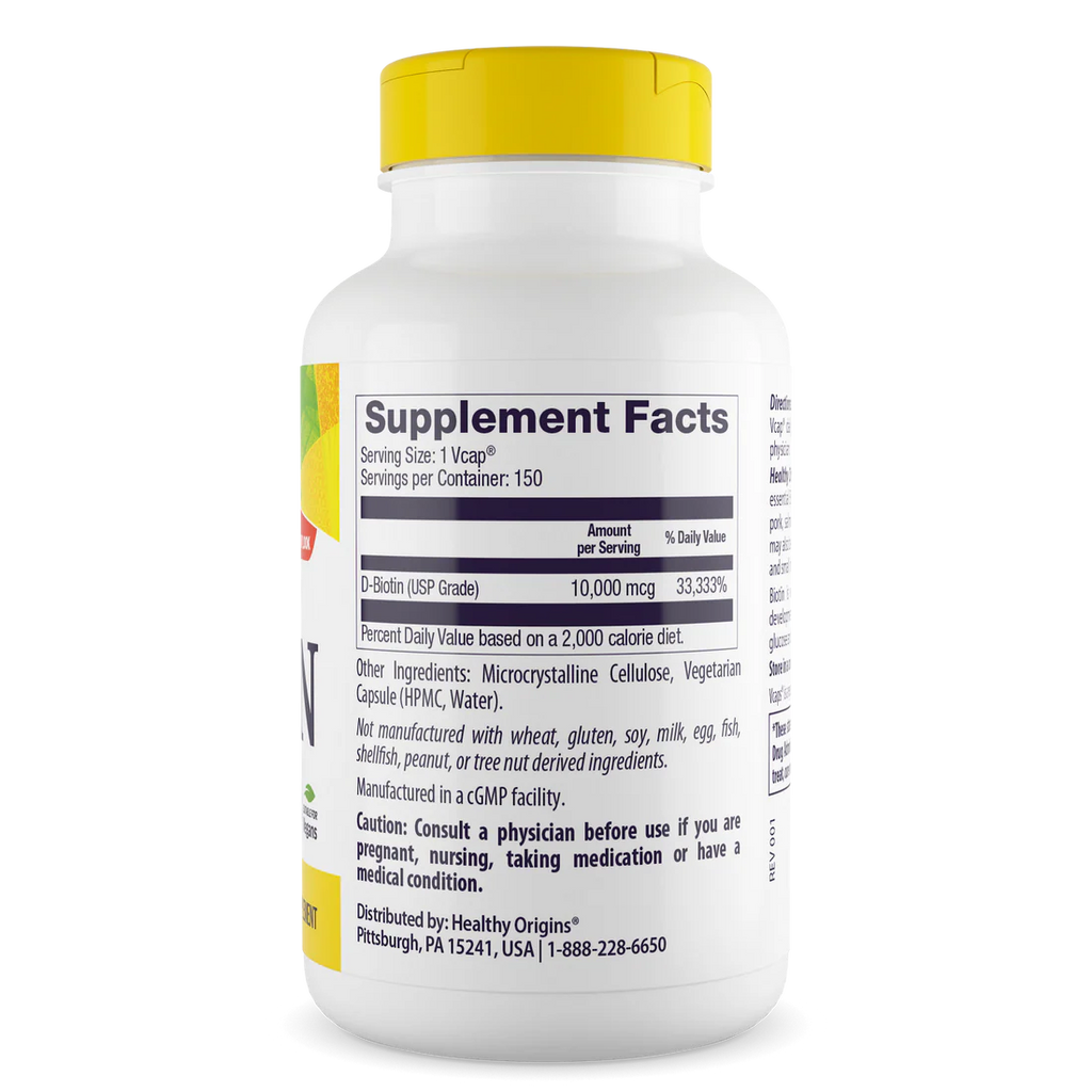 Healthy Origins Biotin 10,000 mcg | 150 Veggie Caps