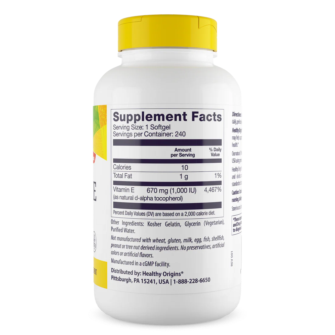 Healthy Origins Vitamin E 1,000 IU (670 mg) | 240 Softgels