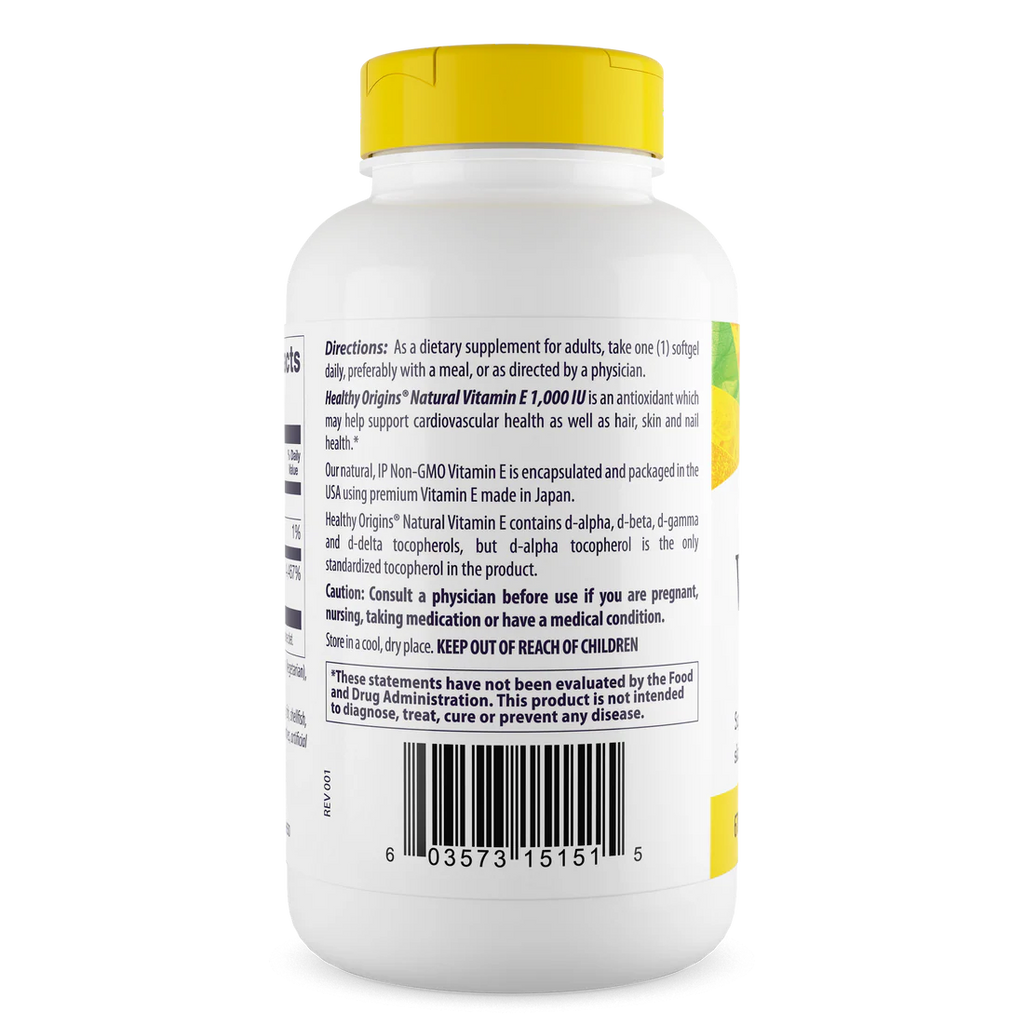 Healthy Origins Vitamin E 1,000 IU (670 mg) | 240 Softgels