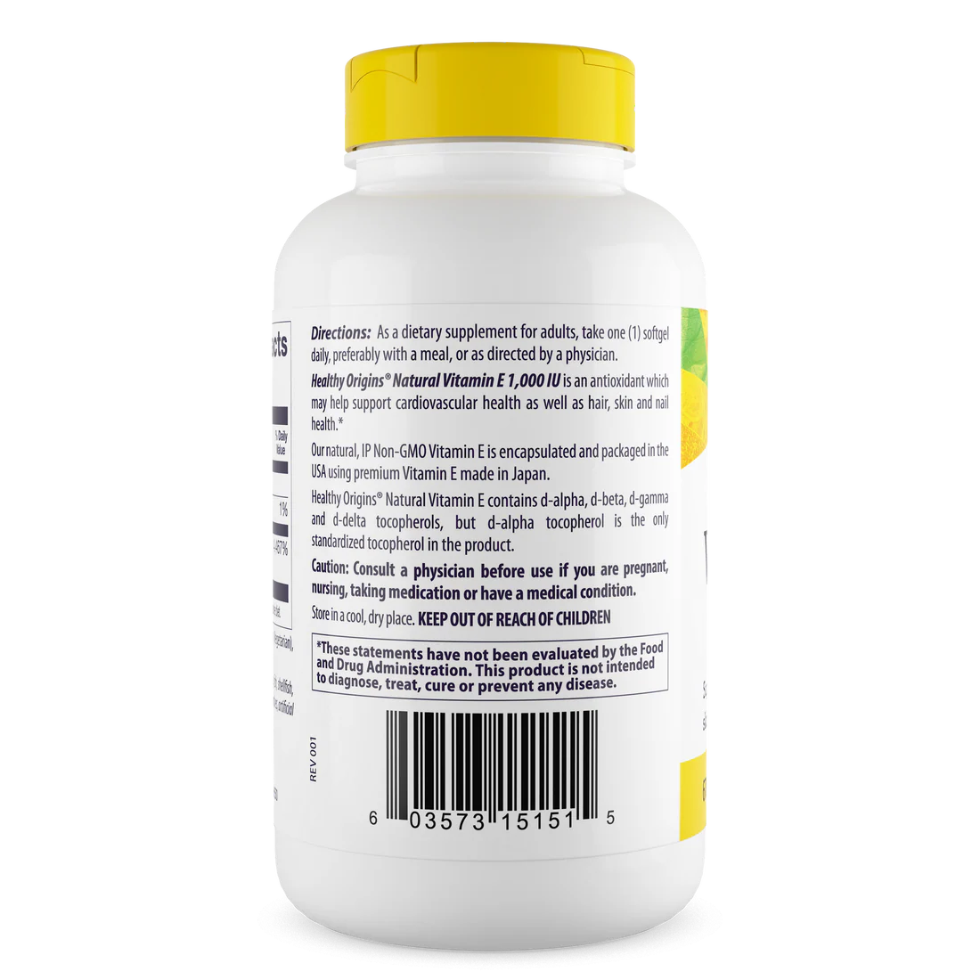 Healthy Origins Vitamin E 1,000 IU (670 mg) | 240 Softgels