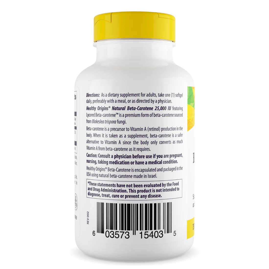 Healthy Origins Beta-Carotene 25,000 IU | 180 Softgels
