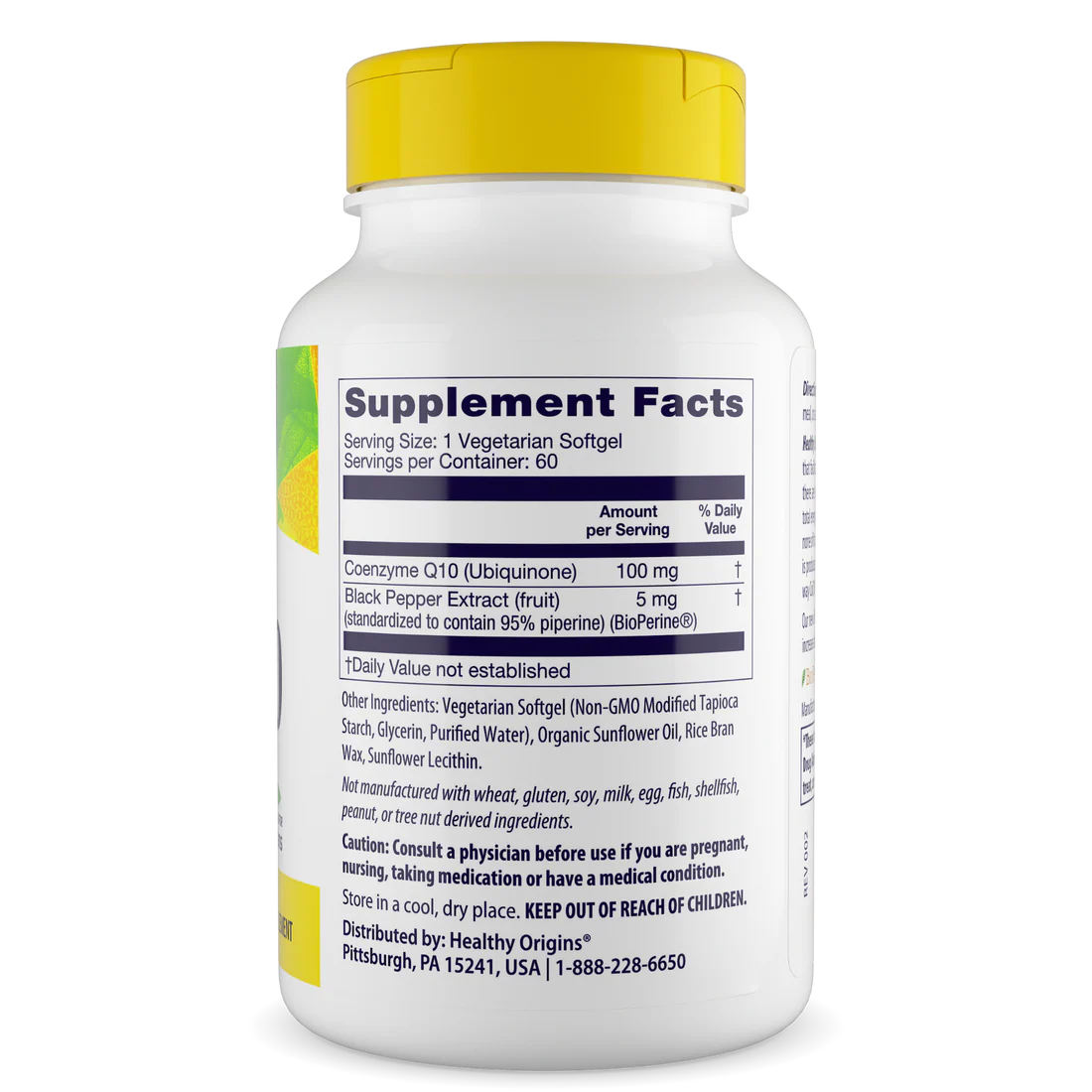 Healthy Origins CoQ10 100 mg (BioPerine) | 60 Veggie Softgels
