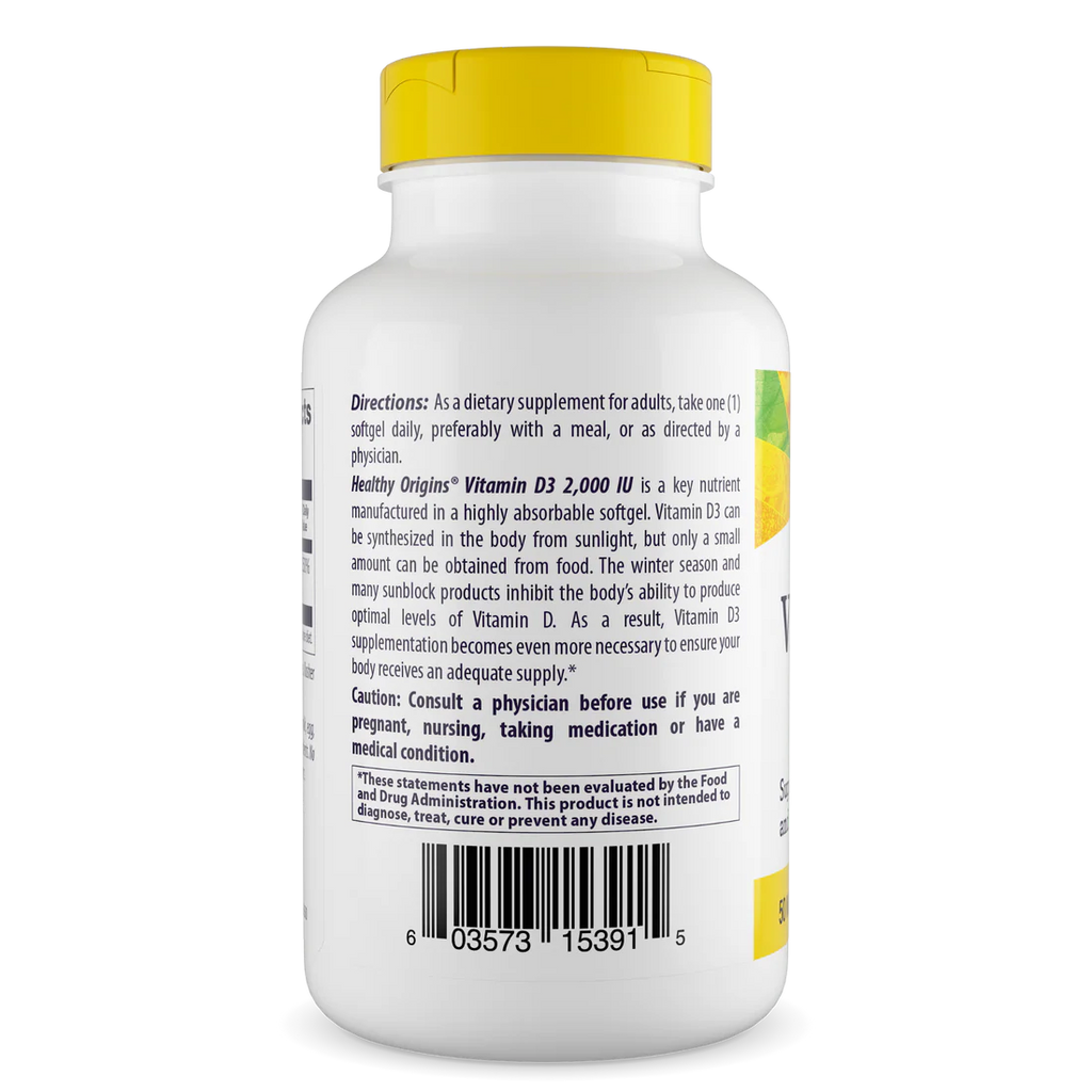 Healthy Origins Vitamin D3 2,000 IU (50 mcg) | 360 Softgels