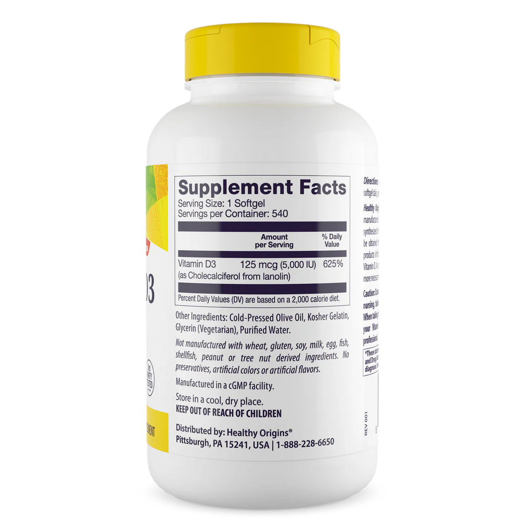 Healthy Origins Vitamin D3 5,000 IU | 540 Softgels