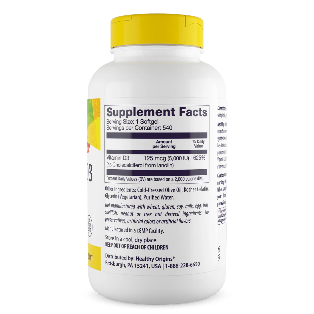 Healthy Origins Vitamin D3 5,000 IU | 540 Softgels