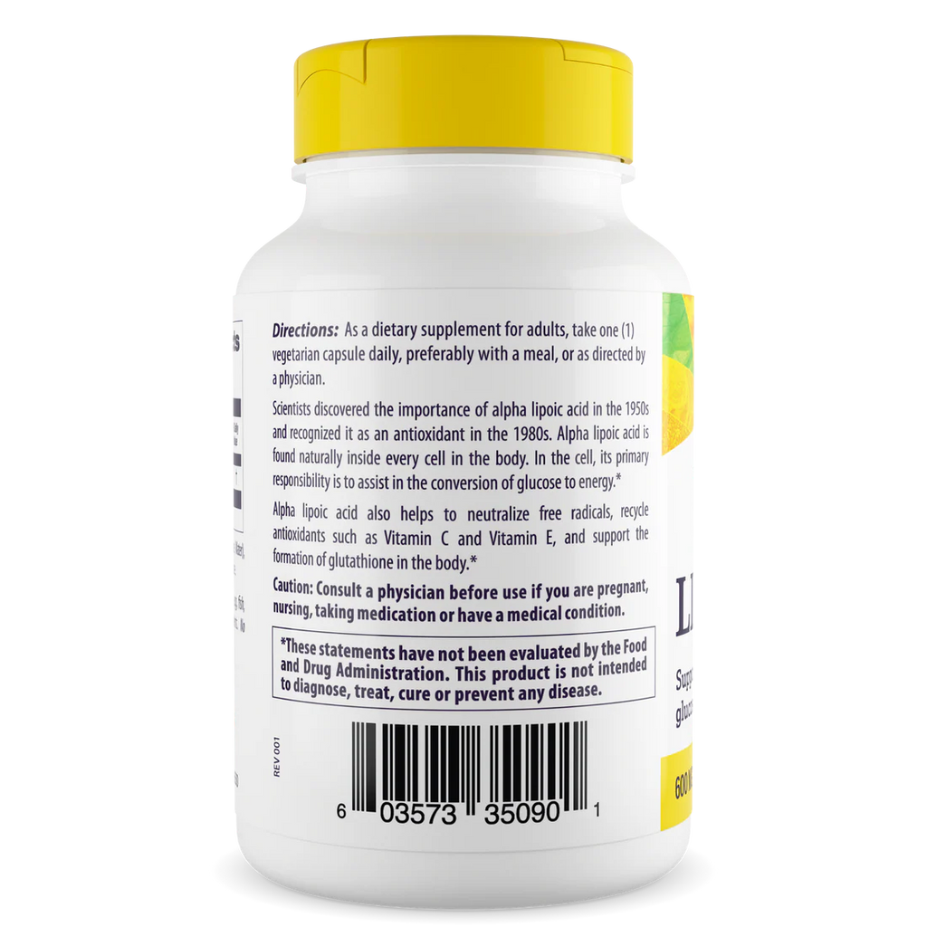 Healthy Origins Alpha Lipoic Acid 600 mg | 60 Veggie Caps