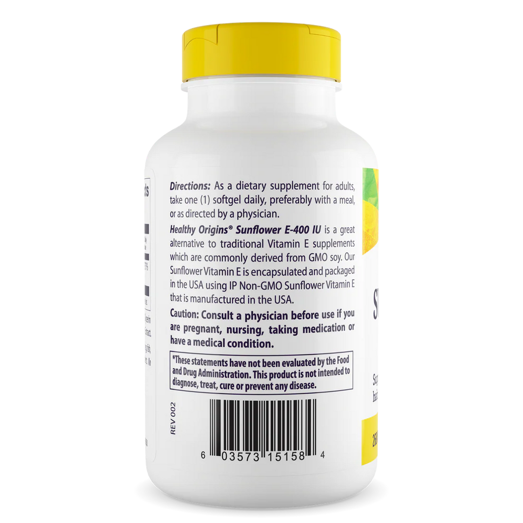 Healthy Origins Vitamin E 400 IU Sunflower (268 mg) | 120 Softgels