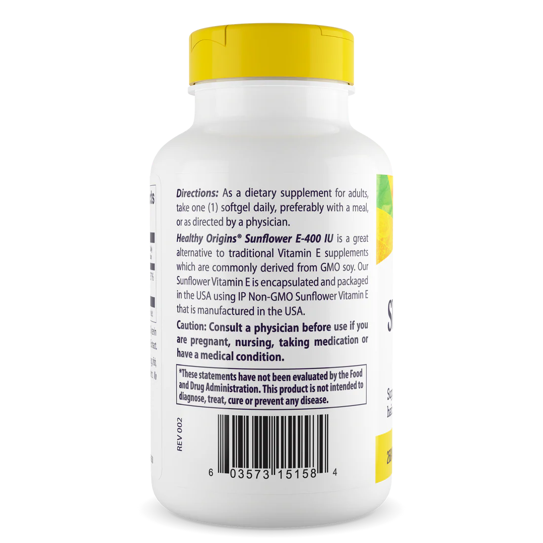 Healthy Origins Vitamin E 400 IU Sunflower (268 mg) | 120 Softgels