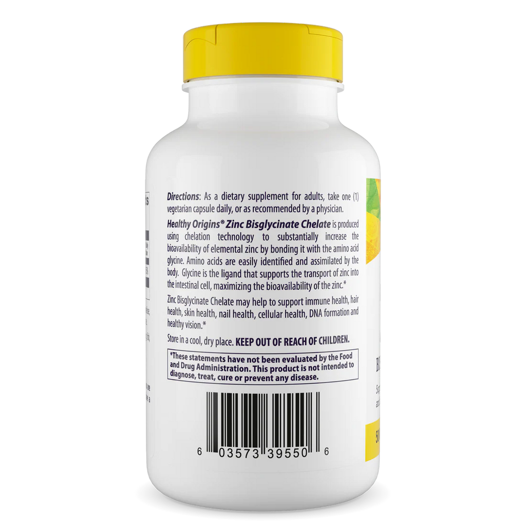 Healthy Origins Zinc Bisglycinate Chelate 50 mg | 120 Veggie Capsules