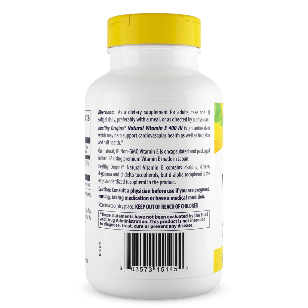 Healthy Origins Vitamin E 400 IU (268 mg) | 180 Softgels