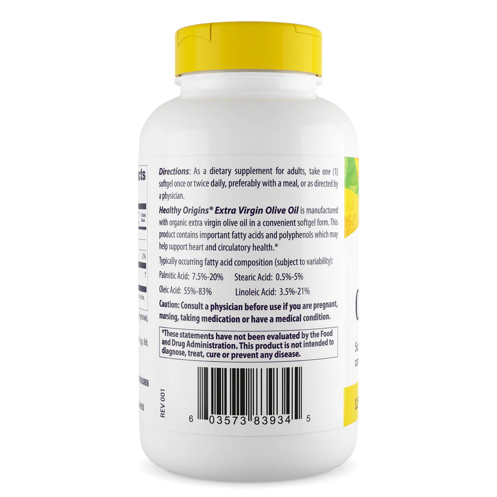 Healthy Origins Extra Virgin Olive Oil 1250 mg | 120 Softgels