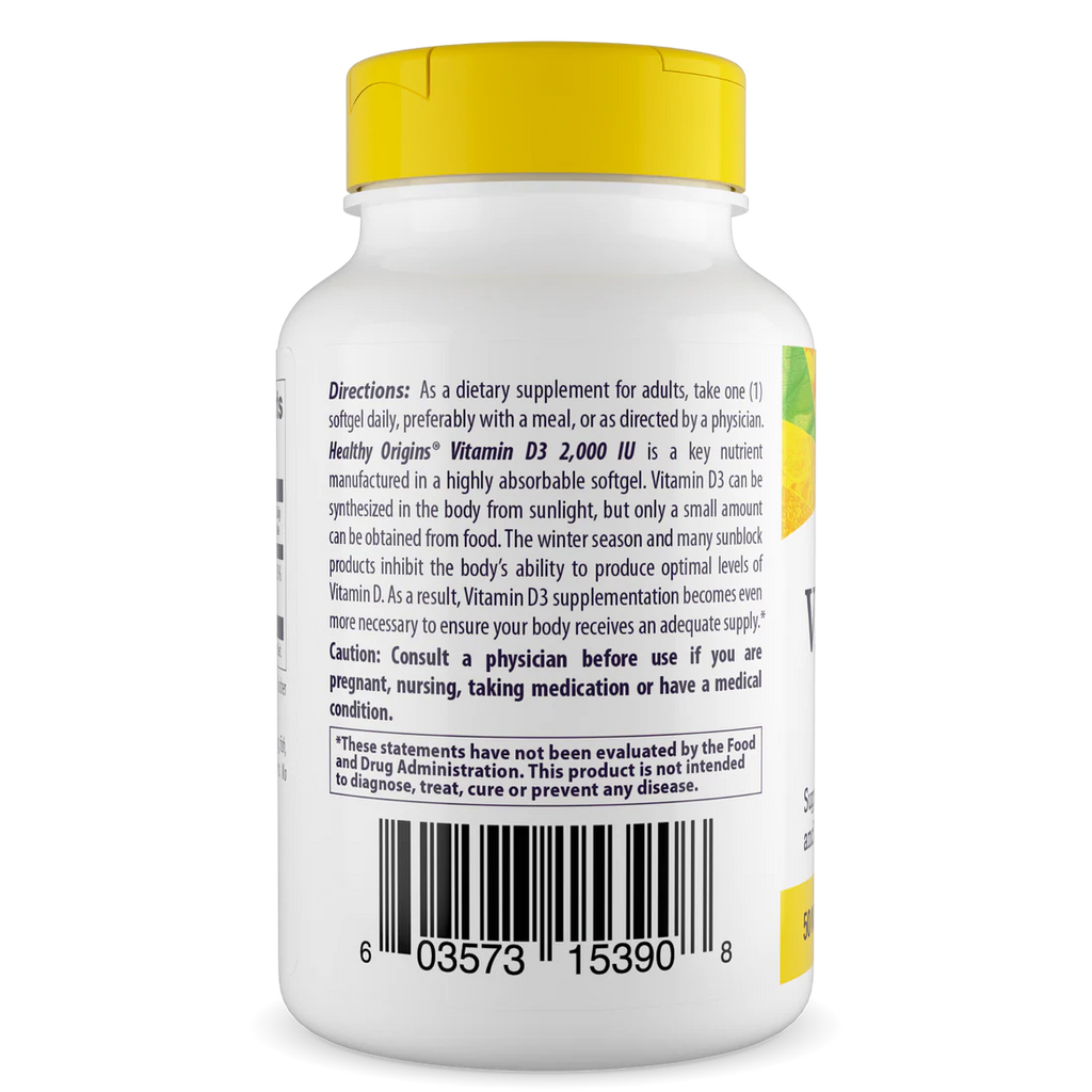 Healthy Origins Vitamin D3 2,000 IU (50 mcg) | 120 Softgels