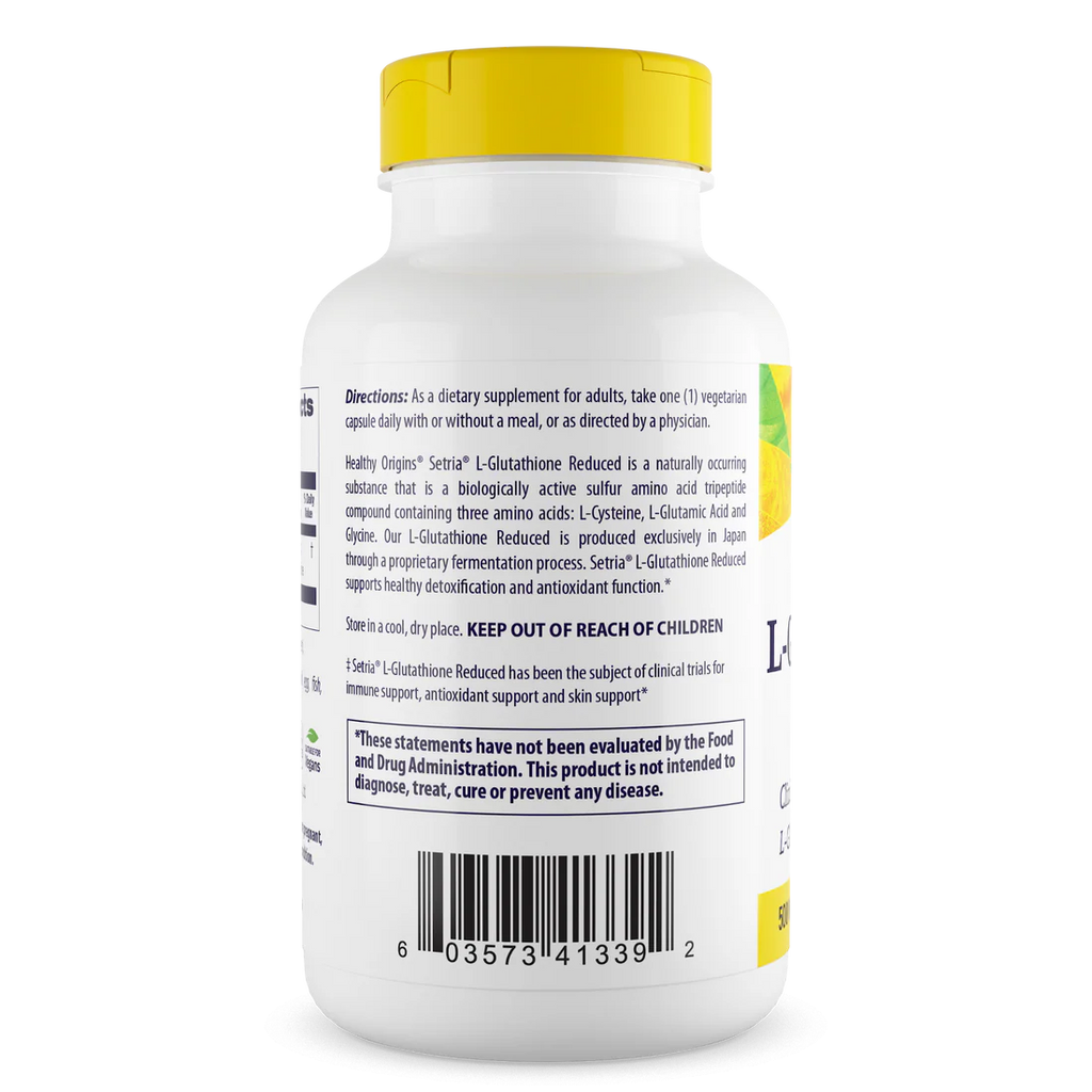 Healthy Origins L-Glutathione Reduced 500 mg | 150 Veggie Capsules